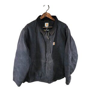 Carhartt Mens Full Swing Work Jacket 2XL Black Canvas Full Zip Collared Classic
